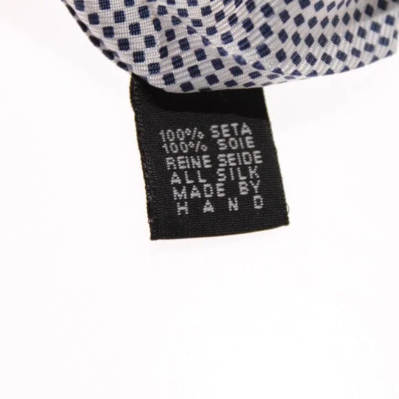 Drake's NWT Neck Tie in Blue & White Geometric Pattern 100% Silk